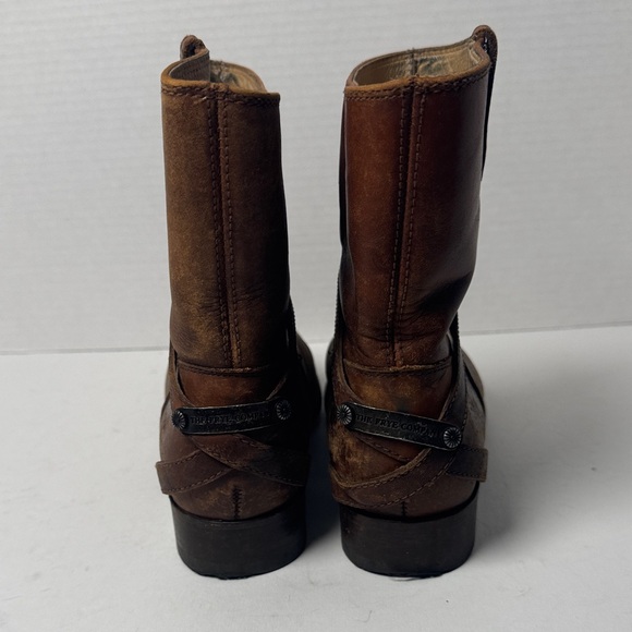 FRYE Women's Lindsay Plate Short Ankle Boots Brown Leather Distressed Western 8 - Picture 5 of 16